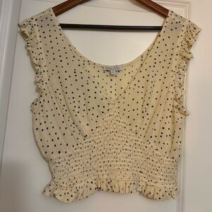 Patrons of Peace Ivory/Teal Polka Dot Crop Top